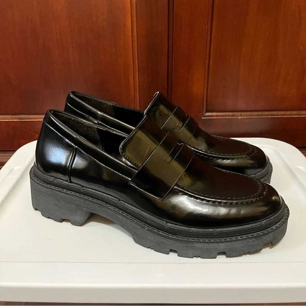 Zara Black Chunky Penny Loafers